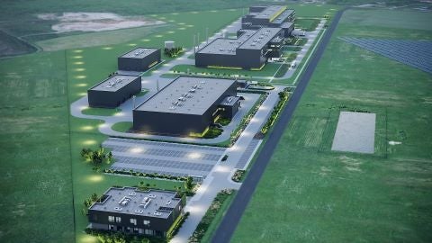 A rendering of an industrial campus