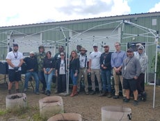 A group of people pose for a photo 