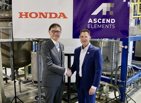 Arata Ichinose, operating executive and head of business development at Honda Motor Co., meets with Mike O'Kronley, CEO of Ascend Elements in Westborough.