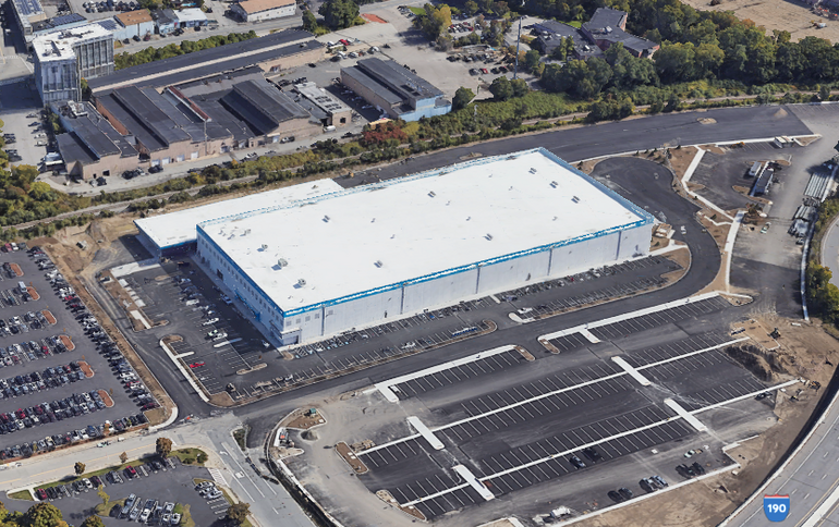 A 3D satellite image of a warehouse