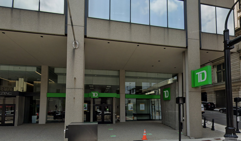 A bank branch in the base of an office tower