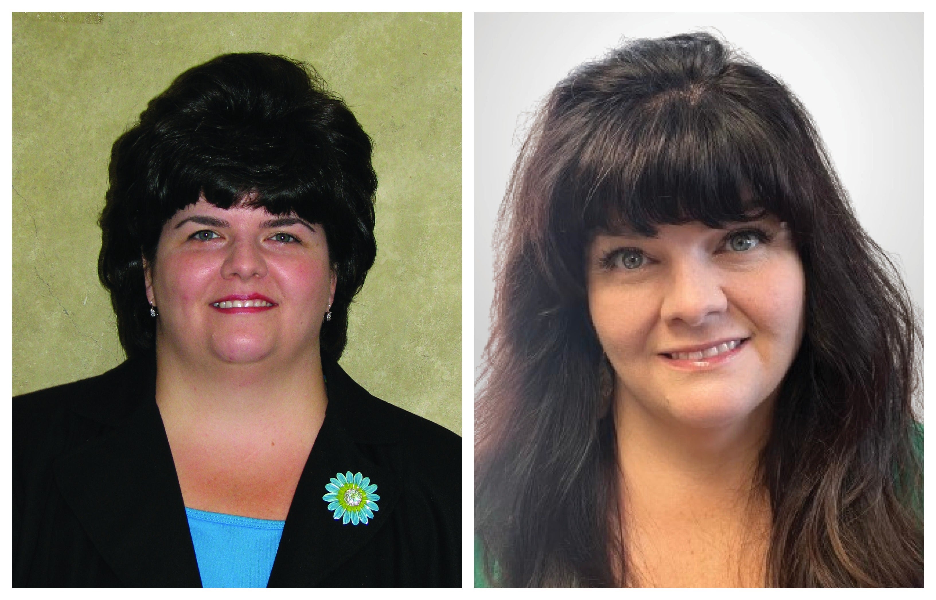 A side-by-side collage of photos of the same woman, taken 17 years apart. 