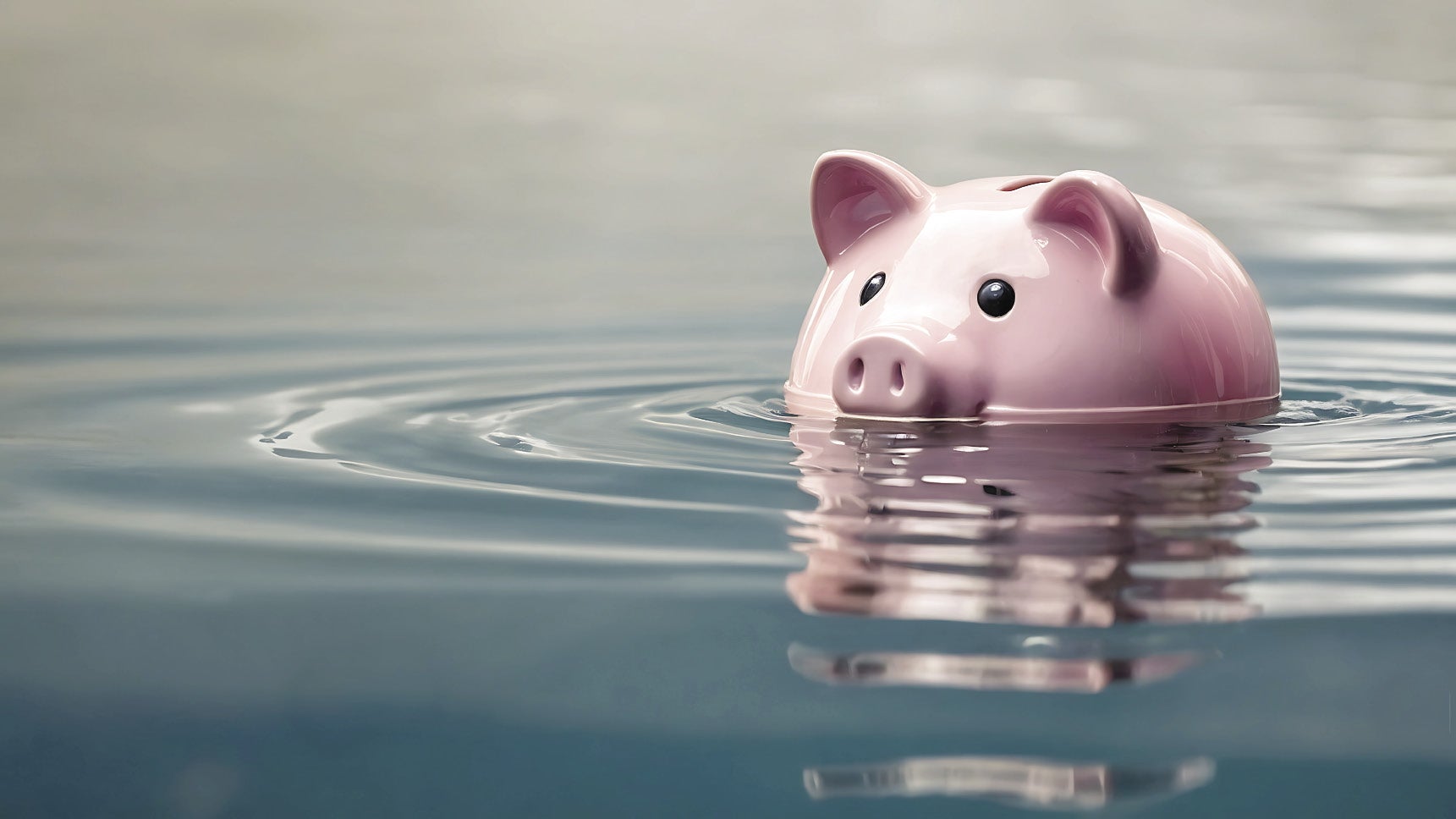 artwork of a piggy bank floating in water